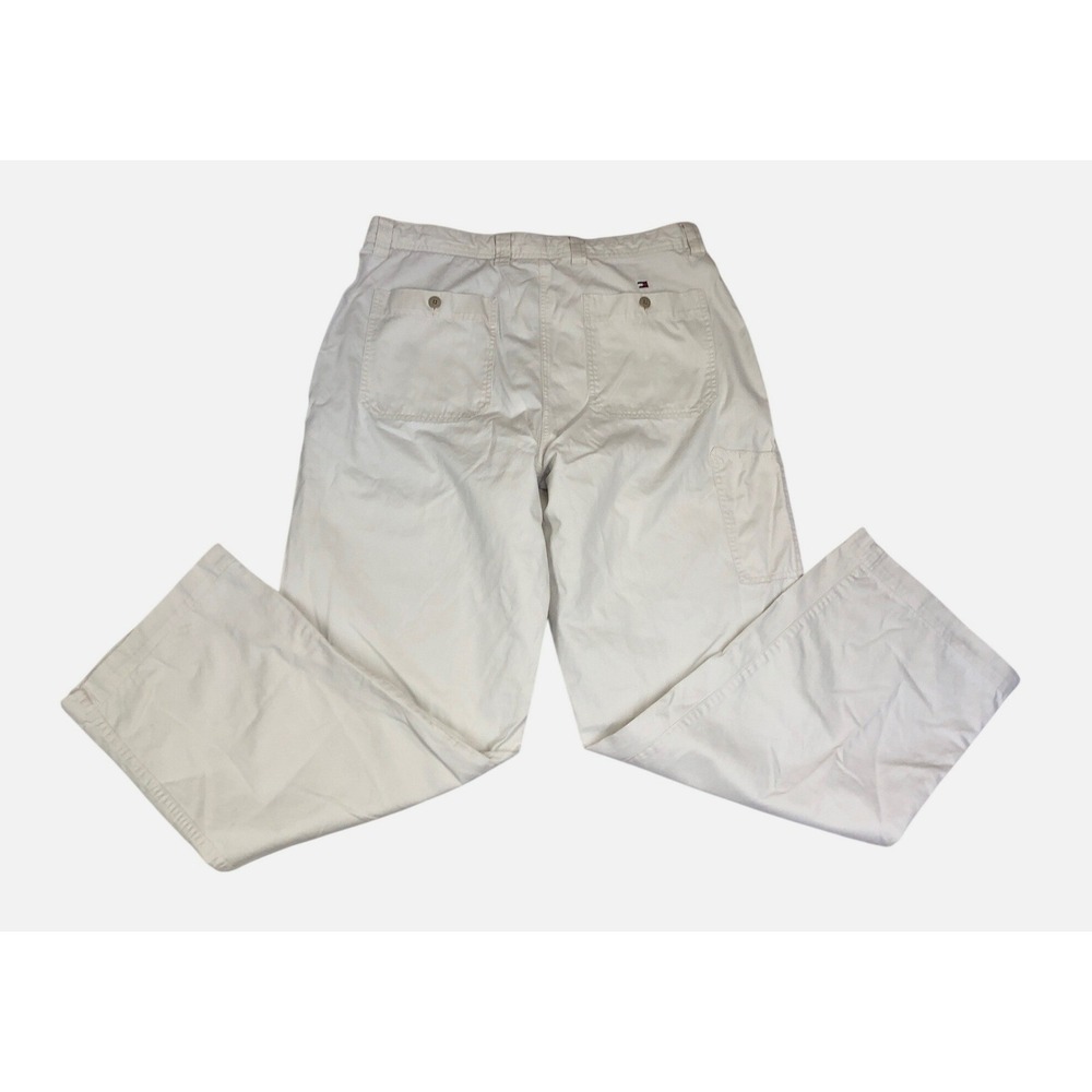 Tommy Hilfiger Mens Vintage 04 Wide Leg Chinos Cream Off-White 36x32 Y2K Baggy - Picture 2 of 10